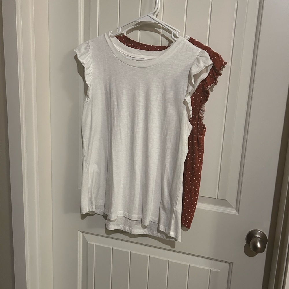 2 NWOT Maurices ruffle sleeve tanks